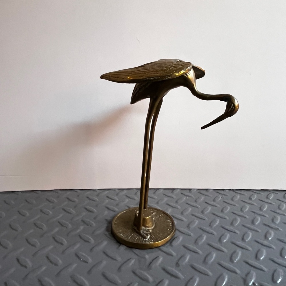 Vintage Brass Crane Figurine